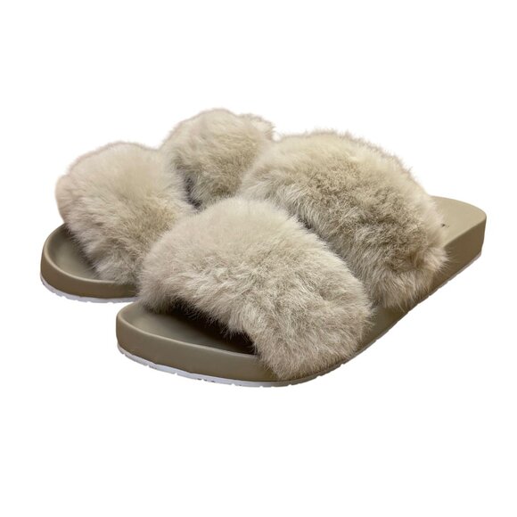 Zac Posen Women’s Cashew Faux Fur Open Toe Slide Sevan Sandals Size 7M - Picture 3 of 8